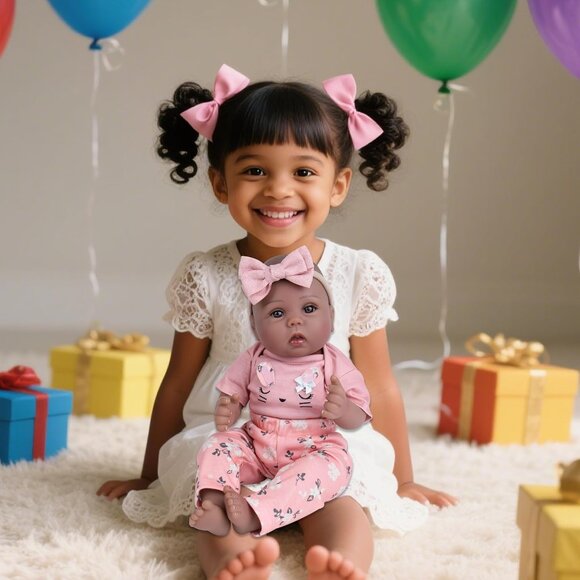 18Inch Realistic Black African American Newborn Baby Zuri Girl with a cloth Body - Picture 8 of 9